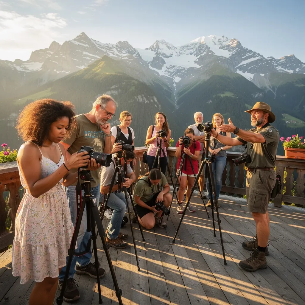 Eine Landschaftsaufnahme mit majestätischen Bergen und einem klaren blauen Himmel.
