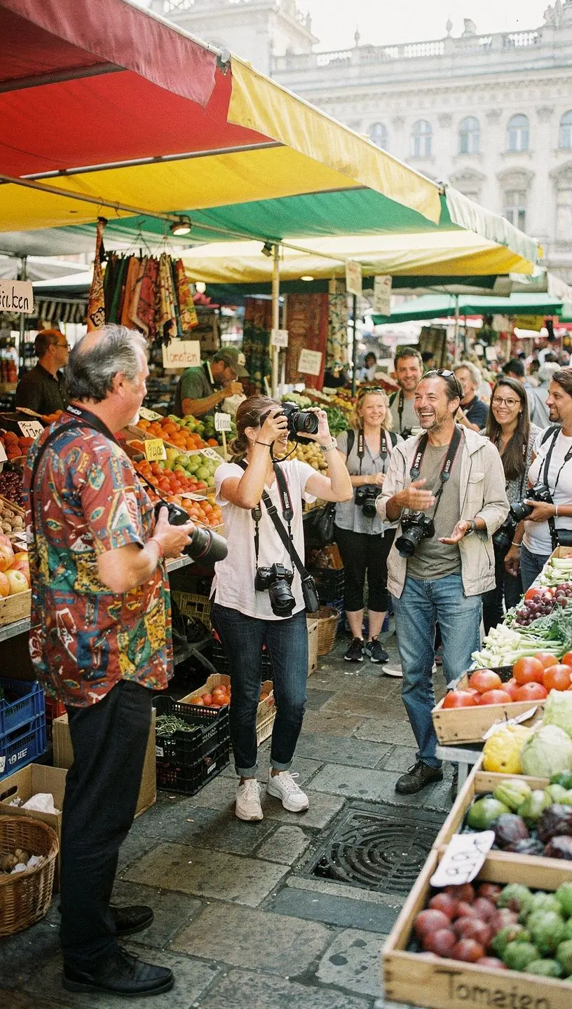 Ein Fotograf, der ein Porträt in einem Studio mit professioneller Beleuchtung aufnimmt.